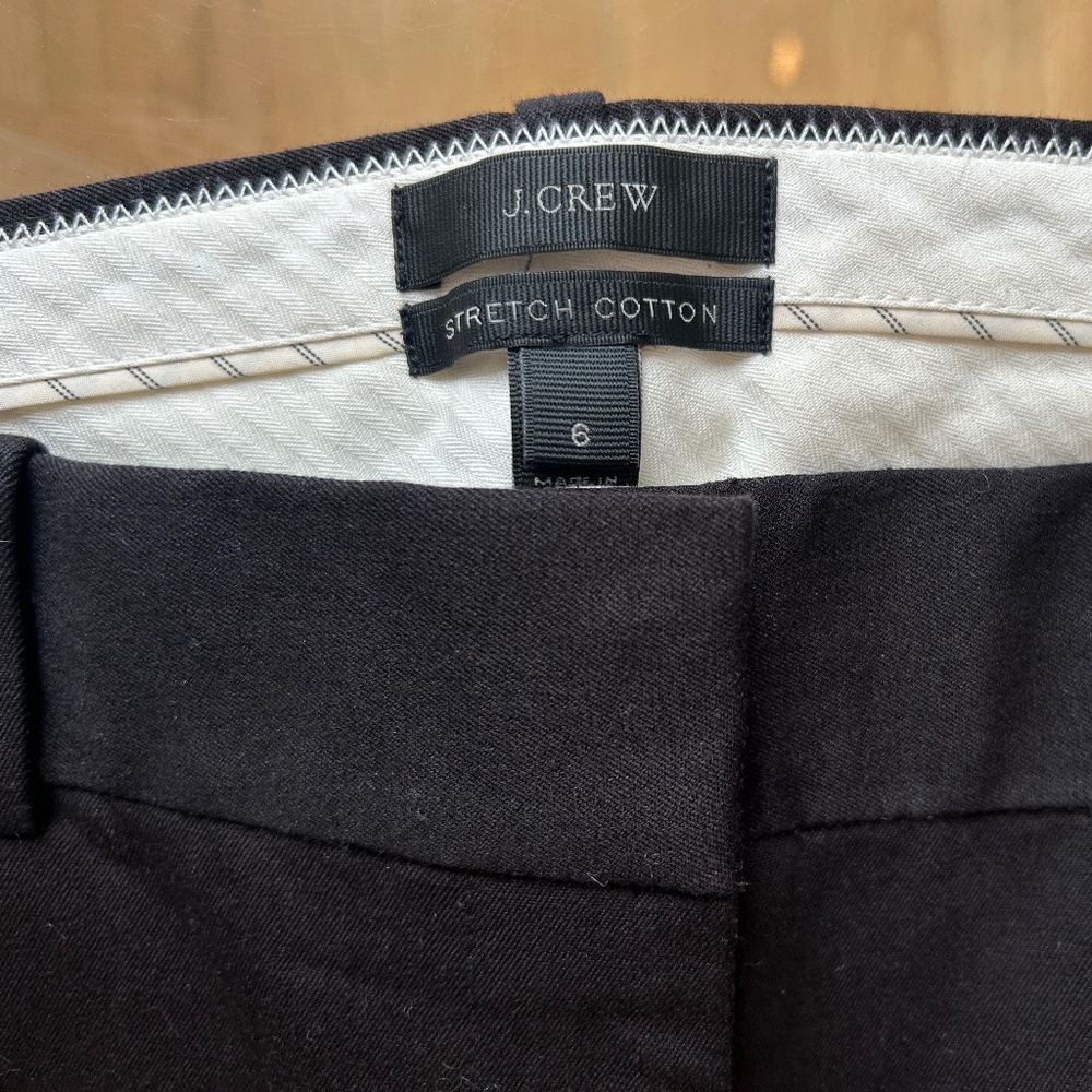 J Crew - Size 6 -Stretch Cotton- Black -Women's Pants- Flat Front - Picture 2 of 4
